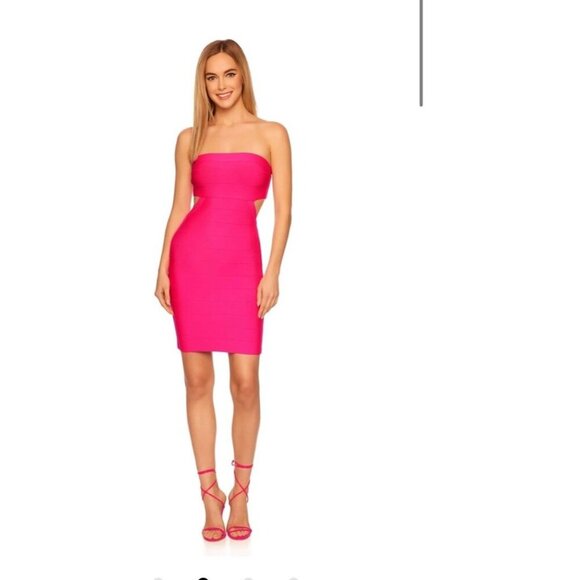 NWT Susana Monaco Women Bandage Tube Mini Dress Electric Pink Size Small - Picture 1 of 10